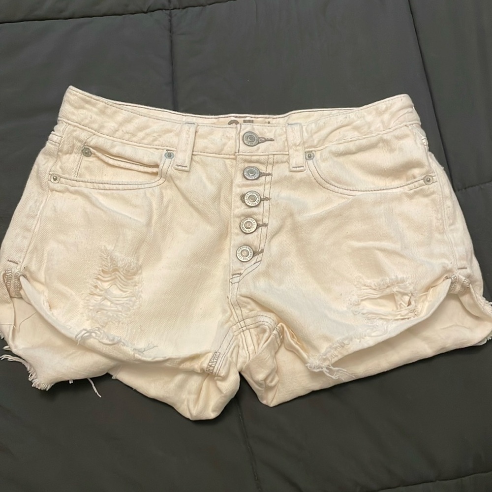 Free people white low rise denim shorts